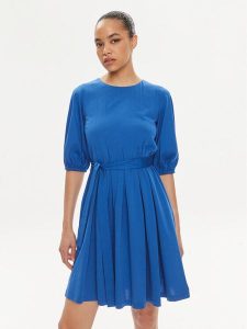 Weekend Max Mara Sukienka koktajlowa Jumbo 2415621072650 Niebieski Regular Fit. Niebieskie kombinezony Weekend Max Mara, s, bez wzorów, z bawełny, wizytowe, bez kołnierzyka, bez ramiączek. Za 619,99 zł.