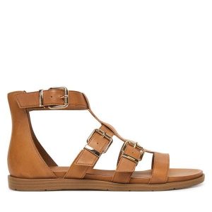 Sandały Tamaris. Brązowe sandały Tamaris, bez wzorów, bez obcasa, na płaskiej podeszwie, bez zapięcia. Za 369,99 zł.