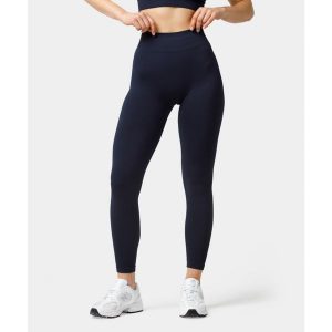 Legginsy bezszwowe push-up Carpatree Elite granatowe. Legginsy Carpatree, bez wzorów, z elastanu, z podwyższonym stanem. W wyprzedaży za 169,99 zł.