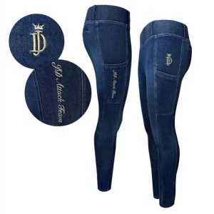 Legginsy jeździeckie damskie JD ATTACK Denim Flex. Niebieskie legginsy JD ATTACK, bez wzorów, z denimu. Za 299,00 zł.
