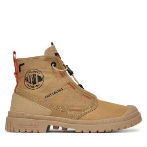 Trapery Palladium. Brązowe buty zimowe Palladium, bez obcasa, bez zapięcia. Za 289,99 zł.