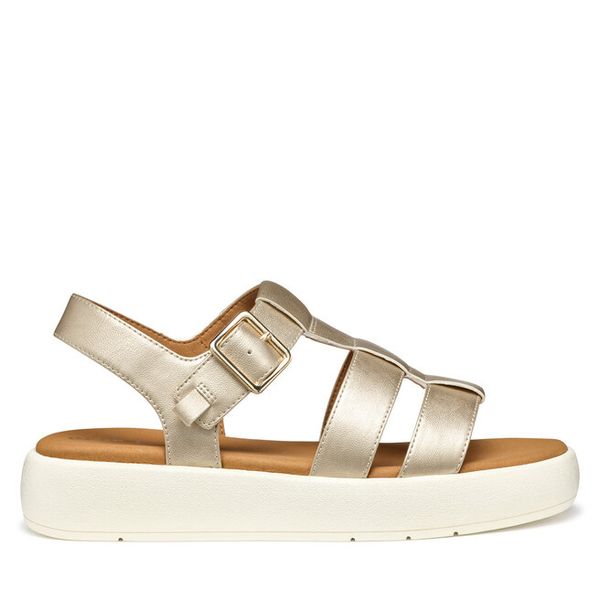 Sandały Geox. Żółte sandały Geox, bez wzorów, bez obcasa, na płaskiej podeszwie, bez zapięcia. Za 309,99 zł.