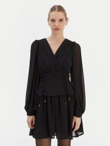 Rinascimento Sukienka koktajlowa CFC0126603003 Czarny Regular Fit. Czarne sukienki Rinascimento, l, bez wzorów, z syntetyku, wizytowe, bez kołnierzyka, bez ramiączek. Za 669,99 zł.