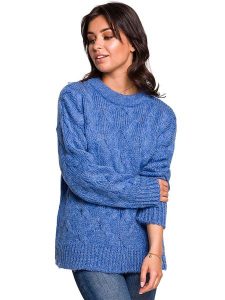 Be Wear Sweter w kolorze niebieskim rozmiar: S/M. Niebieskie swetry oversize Be Wear, m, bez wzorów, z wełny, bez ramiączek. Za 205,95 zł.