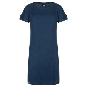 Damska sukienka pętelkowa Nebraska niebieska. Niebieskie sukienki LOOP, na lato, xs, bez wzorów, sportowe, bez kołnierzyka, bez ramiączek, sportowe. Za 205,99 zł.