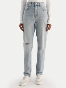 Calvin Klein Jeans Jeansy New Mom Jean Bowery Destroyed LV047D722G Niebieski Mom Fit. Niebieskie jeansy Calvin Klein Jeans, bez wzorów, z bawełny. Za 293,99 zł.