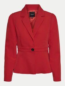 Vero Moda Marynarka Tahina 10318703 Czerwony Slim Fit. Czerwone marynarki i żakiety Vero Moda, bez wzorów, z syntetyku. Za 169,99 zł.