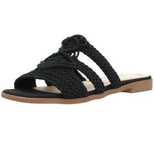 Sandały MTNG 51942M Czarny. Czarne sandały mtng, bez wzorów, z tkaniny, bez obcasa, bez zapięcia. Za 152,99 zł.