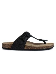 Geox Skórzane japonki "Brionia" w kolorze czarnym rozmiar: 36. Czarne klapki Geox, bez wzorów, z gumy, z otwartym noskiem, bez obcasa. Za 151,90 zł.