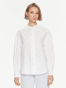 TWINSET Koszula 241TP2080 Biały Relaxed Fit. Białe koszule Twinset, bez wzorów, z bawełny, bez kołnierzyka, bez ramiączek. Za 459,99 zł.