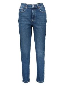 Gina Tricot Dżinsy - Mom fit - w kolorze niebieskim rozmiar: 32. Niebieskie jeansy Gina Tricot, bez wzorów, z podwyższonym stanem. Za 46,08 zł.