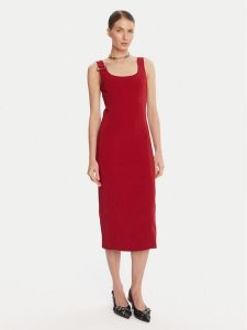 Patrizia Pepe Sukienka koktajlowa 8A1514 A6F5 Czerwony Regular Fit. Czerwone sukienki Patrizia Pepe, bez wzorów, z syntetyku, wizytowe, bez kołnierzyka, bez ramiączek. Za 699,99 zł.