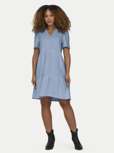 ONLY Sukienka letnia Tiri-Caro 15310970 Błękitny Regular Fit. Niebieskie kombinezony ONLY, na lato, m, bez wzorów, ze lnu, bez kołnierzyka, bez ramiączek. Za 119,99 zł.
