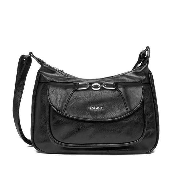 Torebka Lasocki. Czarne listonoszki Lasocki, bez wzorów, bez dodatków. Za 189,99 zł.