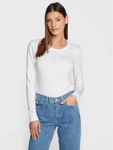 Calvin Klein Bluzka Smooth K20K205337 Biały Regular Fit. Białe bluzki Calvin Klein, m, bez wzorów, z bawełny, bez kołnierzyka, bez ramiączek. Za 329,99 zł.