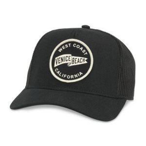 Czapka z daszkiem American Needle Valin Venice Beach Trucker - SMU679A-VENB. Czarne czapki American Needle, bez wzorów, sportowe. Za 79,00 zł.