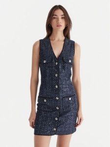 Guess Sukienka codzienna W5BK41 D0771 Granatowy Regular Fit. Niebieskie sukienki Guess, na co dzień, xxl, z aplikacjami, z bawełny, wizytowe, bez kołnierzyka, bez ramiączek, proste. Za 659,99 zł.