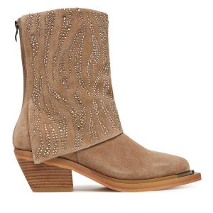 Kowbojki Alma En Pena. Brązowe botki Alma en Pena, bez wzorów, bez obcasa, na słupku, bez zapięcia. Za 579,99 zł.