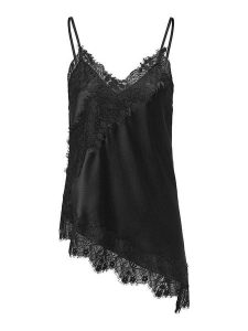 ONLY Top w kolorze czarnym rozmiar: XL. Czarne topy ONLY, xl, bez wzorów, z koronki, z asymetrycznym kołnierzem, bez ramiączek. Za 88,95 zł.