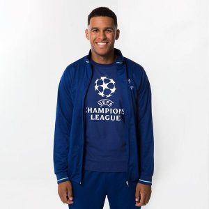 Koszulka UEFA Champions League. Niebieskie bluzki CHAMPIONS LEAGUE, bez wzorów, z bawełny, sportowe, bez kołnierzyka, bez ramiączek. Za 139,99 zł.