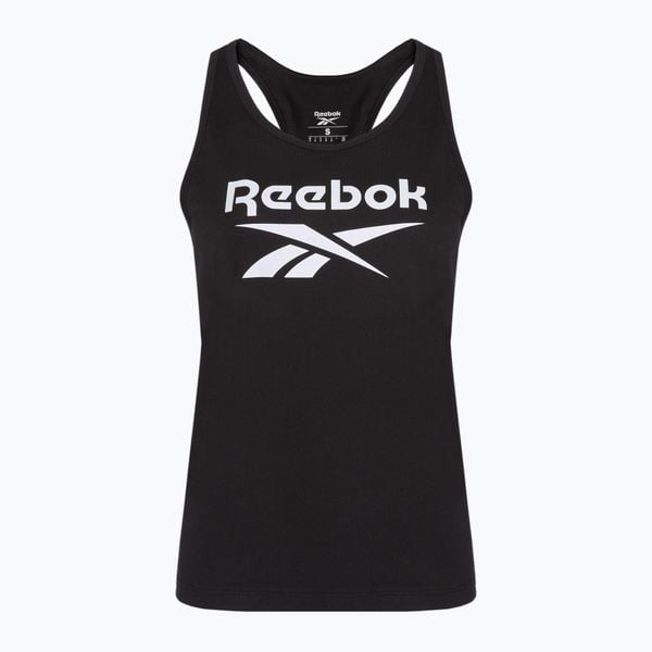 Koszulka damska Reebok Identity Big Logo Tank. Czarne bluzki Reebok, bez wzorów, bez kołnierzyka, bez ramiączek. Za 89,99 zł.