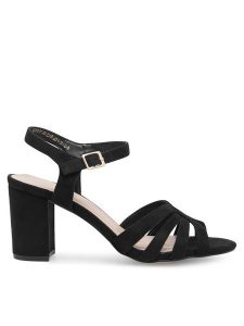 Clara Barson Sandały LS5953-07 Czarny. Czarne sandały Clara Barson, bez wzorów, z materiału, bez obcasa, na słupku, bez zapięcia. Za 90,99 zł.