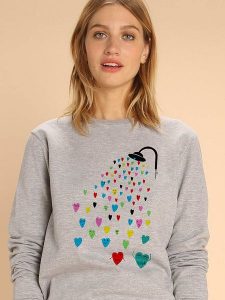 WOOOP Bluza "Love Shower" w kolorze szarym rozmiar: M. Szare bluzy Wooop, m, bez wzorów, z bawełny, bez kaptura. Za 105,38 zł.