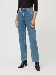 Weekday Dżinsy - Regular fit - w kolorze niebieskim rozmiar: W32/L28. Niebieskie jeansy Weekday, z aplikacjami, ze skóry, z podwyższonym stanem. Za 88,23 zł.