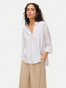 Vero Moda Bluzka Linn 10310759 Biały Loose Fit. Białe bluzki Vero Moda, xl, bez wzorów, ze lnu, bez kołnierzyka, bez ramiączek. Za 99,99 zł.