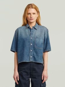 G-Star Koszula dżinsowa - Relaxed fit - w kolorze niebieskim rozmiar: XL. Niebieskie koszule G-Star, xl, bez wzorów, z bawełny, bez kołnierzyka, bez ramiączek. Za 162,49 zł.