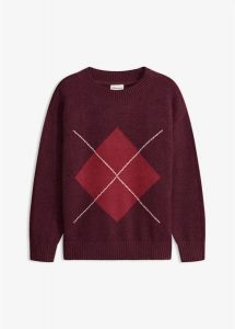 Sweter oversize. Czerwone swetry klasyczne bonprix, bez kołnierzyka. Za 149,99 zł.