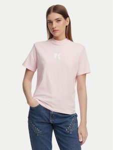 Karl Lagerfeld Jeans T-Shirt A1W17031 Różowy jasny Regular Fit. Czerwone t-shirty Karl Lagerfeld Jeans, m, bez wzorów, z bawełny, bez kołnierzyka, bez ramiączek. Za 206,99 zł.