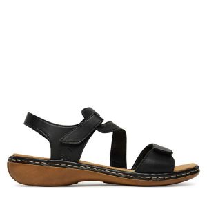 Sandały Rieker. Czarne sandały Rieker, bez wzorów, bez obcasa, na płaskiej podeszwie, bez zapięcia. Za 319,99 zł.