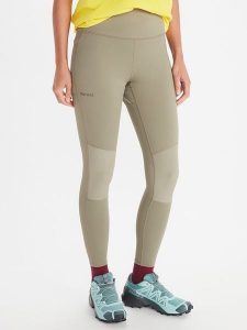 Marmot Legginsy funkcyjne "Haven Hybrid" w kolorze beżowym rozmiar: S. Brązowe legginsy Marmot, s, bez wzorów, z materiału, z podwyższonym stanem, outdoorowe. Za 184,46 zł.