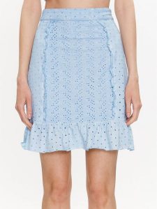Guess Spódnica mini Aini W3GD0A KALQ0 Niebieski Slim Fit. Niebieskie spódnice Guess, m, z aplikacjami, z bawełny, mini. Za 379,99 zł.