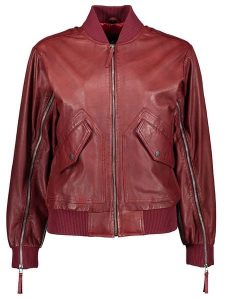 Apple of Eden Skórzana kurtka w kolorze bordowym rozmiar: 40. Czerwone kurtki Apple of Eden, bez wzorów, ze skóry, bez kaptura. Za 435,11 zł.