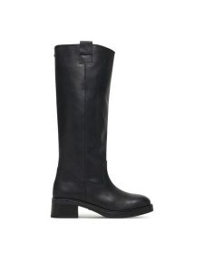 Steve Madden Kozaki Banner SM11003092 Czarny. Czarne kozaki Steve Madden, bez wzorów, ze skóry, bez obcasa, na płaskiej podeszwie, bez zapięcia. Za 689,99 zł.