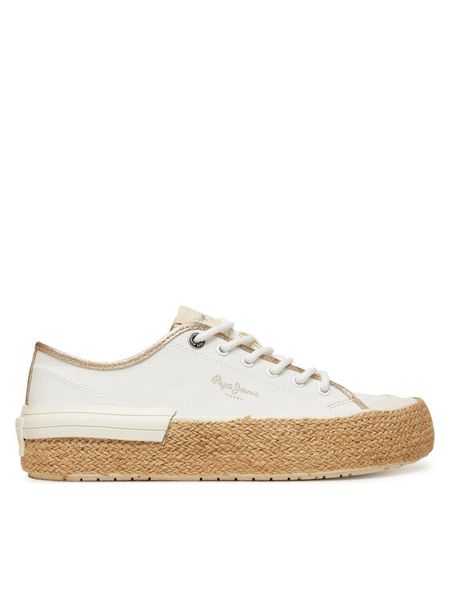 Pepe Jeans Espadryle Samoi Mix PLS31595 Biały. Białe espadryle Pepe Jeans, bez wzorów, z jeansu, bez obcasa. Za 329,99 zł.