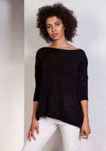 Czarny Oversizowy Sweter z Metaliczną Nitką. Czarne kardigany Lanti, z materiału. Za 224,90 zł.