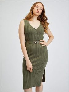 Orsay Sukienka dzianinowa w kolorze khaki rozmiar: M. Brązowe sukienki Orsay, m, bez wzorów, z dzianiny, bez kołnierzyka, bez ramiączek, midi. Za 84,21 zł.