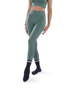 Athleas Legginsy sportowe "Mya" w kolorze khaki rozmiar: M/L. Brązowe legginsy Athleas, l, bez wzorów, z materiału, z podwyższonym stanem, outdoorowe. Za 130,99 zł.