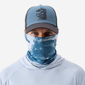 Komin wędkarski Caperlan 500 Anty-UV. Niebieskie szaliki CAPERLAN, bez wzorów, z materiału. Za 34,99 zł.