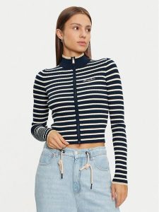 Tommy Jeans Sweter DW0DW19835 Granatowy Slim Fit. Niebieskie swetry klasyczne Tommy Jeans, xxs, z jeansu, bez kołnierzyka. Za 319,99 zł.