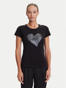 Liu Jo T-Shirt UF5264 JS923 Czarny Regular Fit. Czarne t-shirty Liu Jo, xs, bez wzorów, z bawełny, bez kołnierzyka, bez ramiączek. Za 219,99 zł.