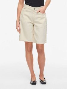 Vila Bermudy dżinsowe "Vimaj" w kolorze beżowym rozmiar: 36. Brązowe szorty Vila, bez wzorów, klasyczne, z podwyższonym stanem. Za 78,66 zł.