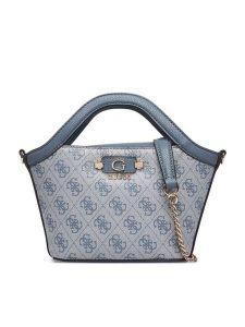 Guess Torebka Lindsey Mini HWSG97 49750 Niebieski. Niebieskie kuferki Guess, z aplikacjami, ze skóry, bez dodatków. Za 584,99 zł.