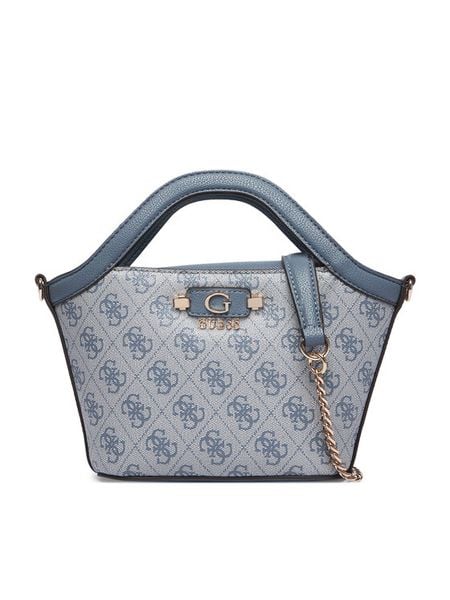 Guess Torebka Lindsey Mini HWSG97 49750 Niebieski. Niebieskie kuferki Guess, z aplikacjami, ze skóry, bez dodatków. Za 584,99 zł.