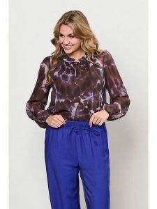 &Co Woman Bluzka "Andrea" w kolorze brązowo-fioletowym rozmiar: S. Brązowe bluzki &Co Woman, s, bez wzorów, z wiskozy, bez kołnierzyka, bez ramiączek. Za 223,46 zł.