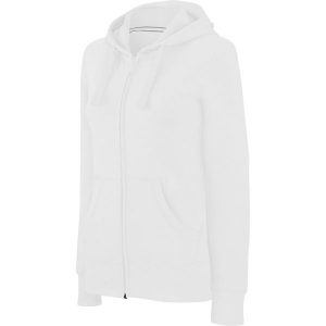 Damska bluza z kapturem zapinana na zamek Kariban blanc. Białe bluzy KARIBAN, bez wzorów, z kapturem. Za 213,00 zł.