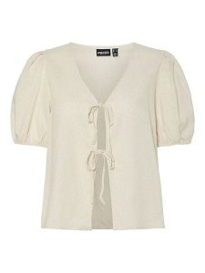 Pieces Top "Frieda" w kolorze kremowym rozmiar: S. Brązowe topy Pieces, s, bez wzorów, bez kołnierzyka, bez ramiączek. Za 83,42 zł.